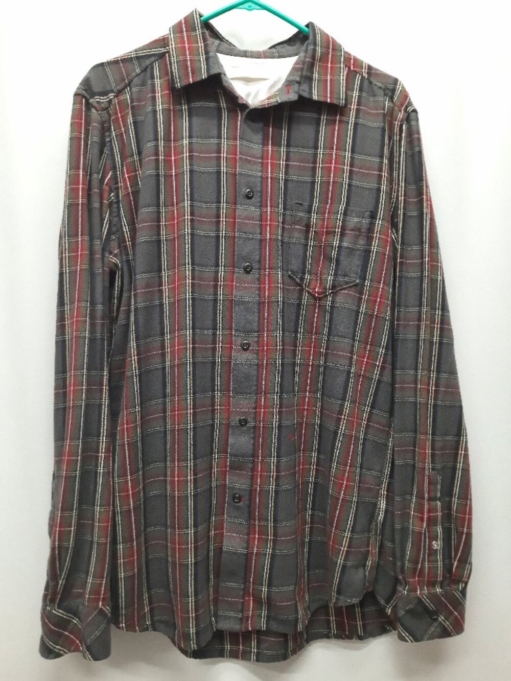 Diesel Mens XL Flannel Long Sleeve Button Down Shirt 22x30 Plaid Casual Cotton
